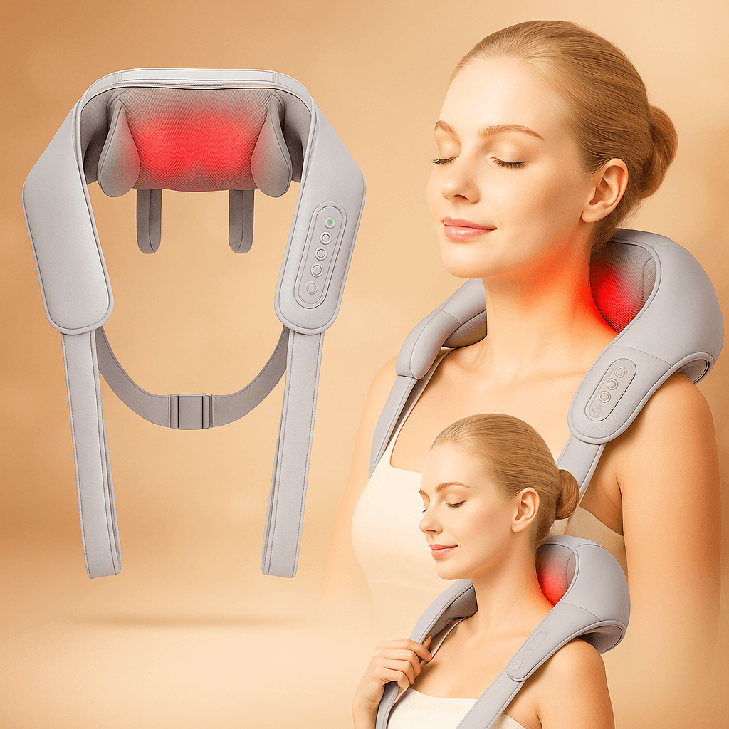 Massasjepute med varme og roterende shiatsu-kuler – Veluna